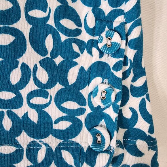 Chicos Womens Tank Top Medium Peacock Blue Geo Printed Button Detail Hardware - Picture 8 of 11